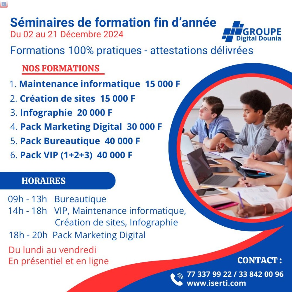 Séminaires formation fin d'année du 02 au 21 Décembre 2024